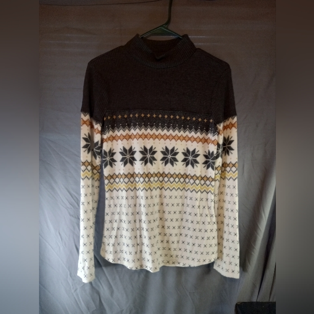 Maurice Highneck Long Sleeve Snowflakeomen's Patterned Sweater - Black and Cream